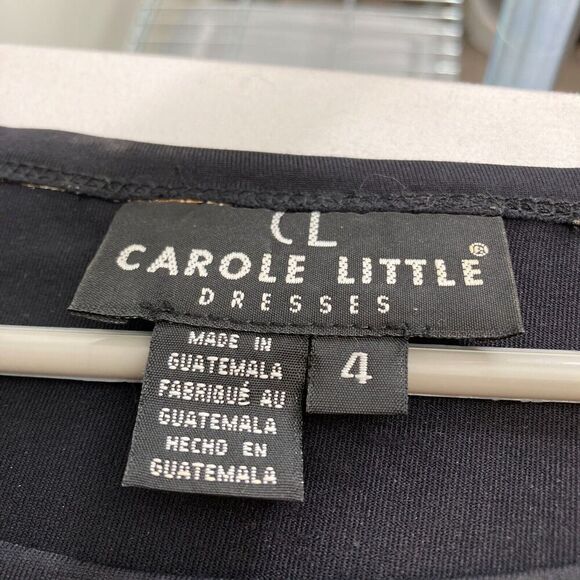 Vintage Carole Little Women's Black Gold Mixed Media Maxi Dress Size 4 Flowy - Picture 5 of 12